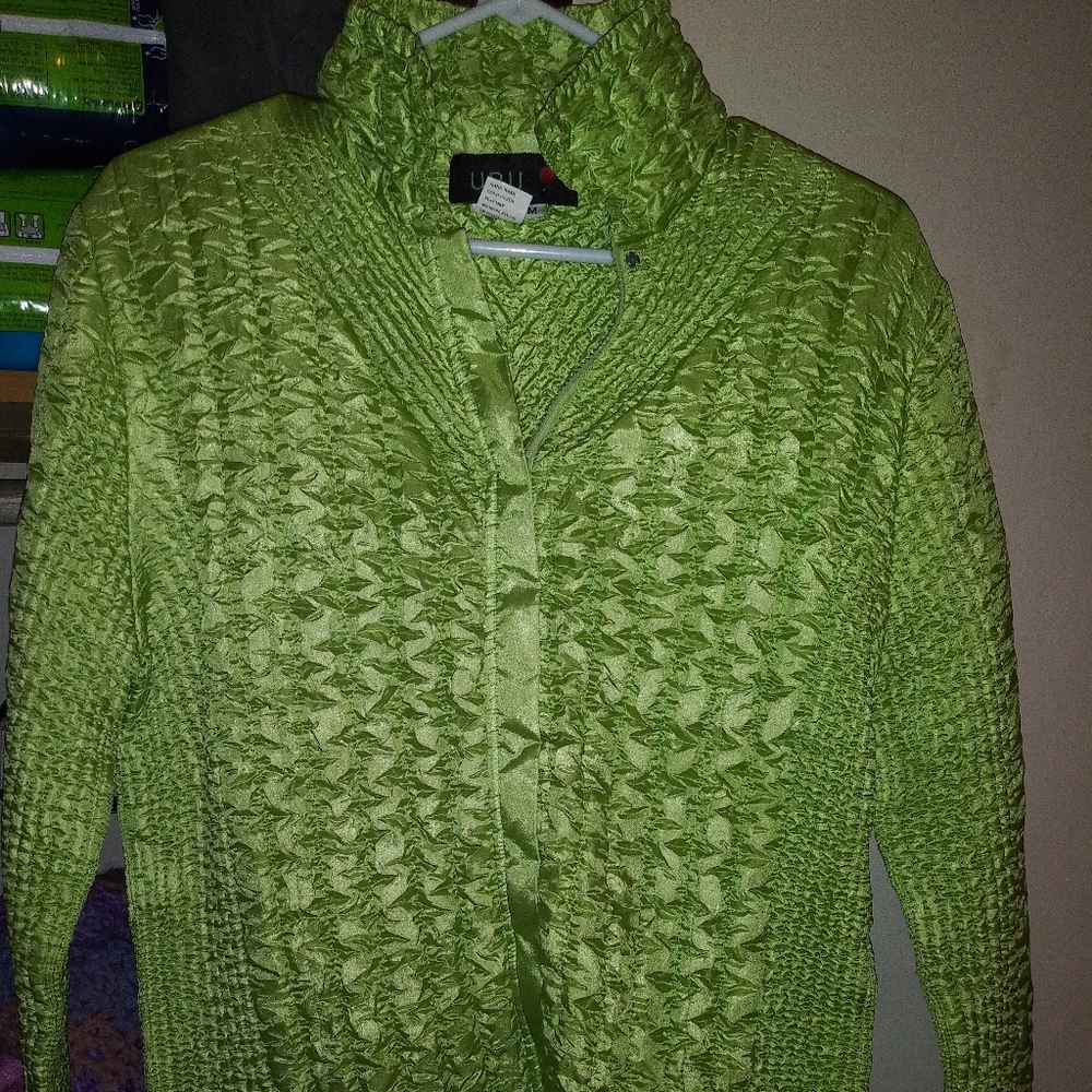 Lime green zip up top